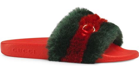 all red gucci slides|fluffy Gucci slides.